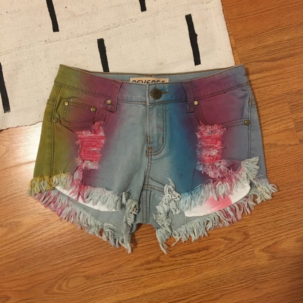 Reverse Tye Dye Denim Shorts
